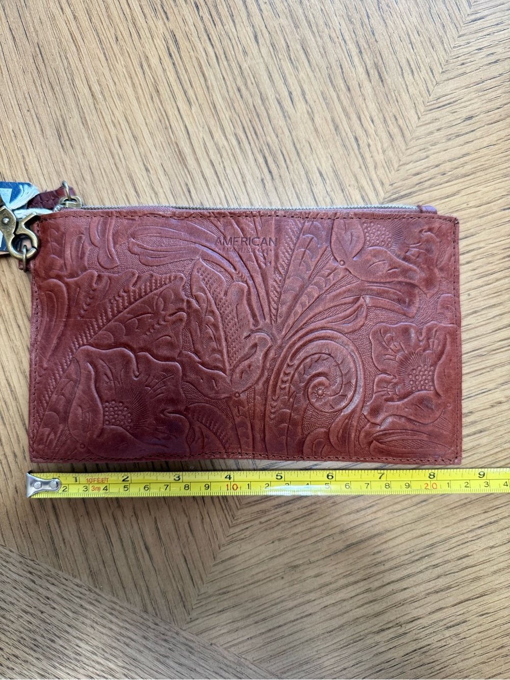 American Leather Co Nashville Charger Wristlet Brandy Tooled Leather ALC2043 - Picture 14 of 15